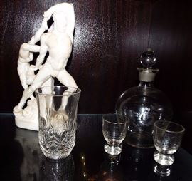 ASSORTED BASALT FIGURES AND SILVERLAY GLASS AND OTHER FINE COLLECTIBLES