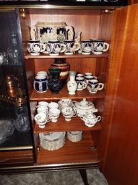 MORE ROSENTHAL POMPADOUR SERVICE FOR 12 APPROX. 99 PIECES- VERY DESIRABLE AND HARD TO FINDAND MANY PIECES OF GERMAN METTLACH POTTERY CASTLE DESIGN PUNCHBOWL AND CUPS