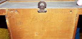 SIGNED ON BACK - ANTIQUE GERMAN BLACK FOREST WALL CLOCK WITH BRONZE HORSE DETAIL AND DOGWOOD PATTERN