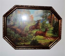 ONE OF MANY 1930-40'S COLORFUL NOSTALGIA PRINTS- DEER HUNT (UGH, I HATE THIS ONE)