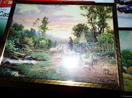 ONE OF MANY 1930-40'S COLORFUL NOSTALGIA PRINTS-FLOCK OF SHEEP