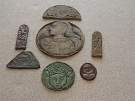 Set of cemetery rubbings, set in plaster