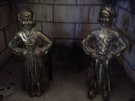 Unique find!  Brass and wrought iron Dutch andirons.