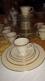 Lenox Hayworth pattern, 8 - five pc. place settings + Oval platter and serving bowl, creamer & sugar