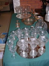 Crystal and Silver. Cambridge Pitcher. There are some Rosepoint pieces.