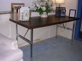 Chrome and Wood Table.