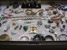 Portion of the Costume Jewelry includes Sterling Mexican Mask Pin and Earrings.