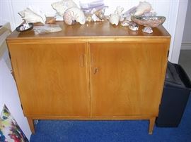 1950's Swedish made cabinet and shell collection.