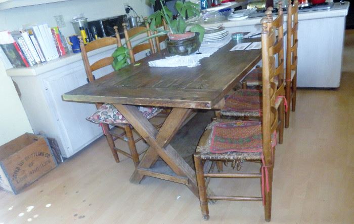 great saw buck country table with 6 chairs