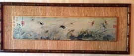 lovely large japanese painting , well framed