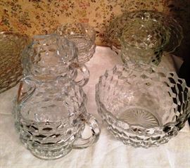 large fostoria american glass pitchers and 8" bowl. we have a very large collection in this pattern
