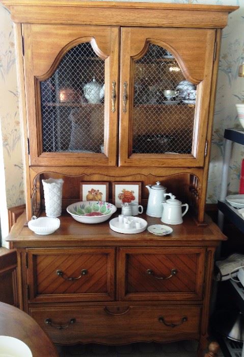 French Country  by Thomasville mesh front china hutch 