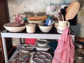 40-50's pink and blue creamware pottery