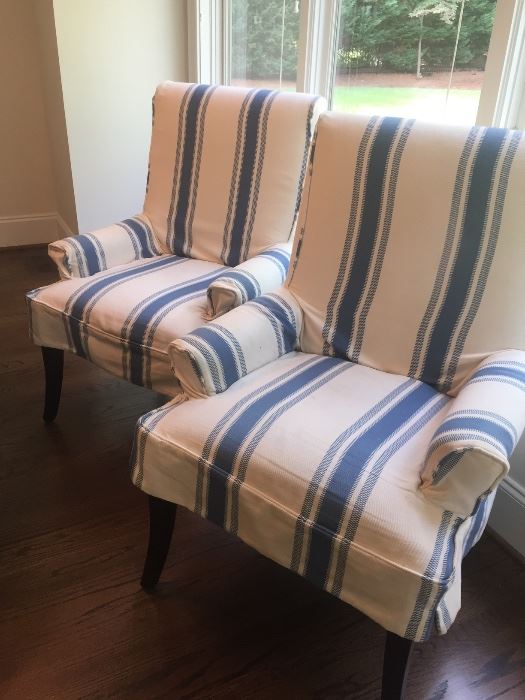 Pair of slip covered arm chairs