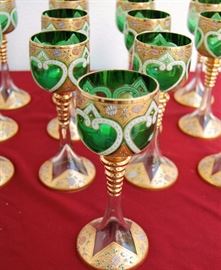 GREEN & GOLD VENETIAN GLASSWARE