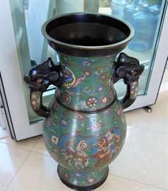 LATE 19TH CENTURY PAIR OF JAPANESE CLOISONNE 3' TALL URNS