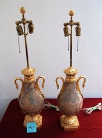 BRONZE DOR'E & MARBLE LAMPS