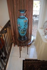 EARLY 20TH CENTURY JAPANESE CLOISONNE VASE & BRONZE STAND