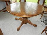 Oak claw foot table with leaf & 4 chairs