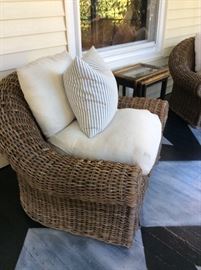 Set of two heavy wicker chairs custom cushions...