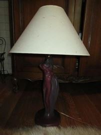 VAN BRIGGLE VASE / CANDLE HOLDERS / SMALL LAMP / WOMAN IN FLAME LAMP 