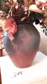 VAN BRIGGLE VASE / CANDLE HOLDERS / SMALL LAMP / WOMAN IN FLAME LAMP 