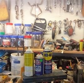 garage, tools, screws, nuts, bolts, ladders, etc.