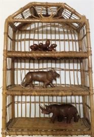 wicker shelf, Safari animals