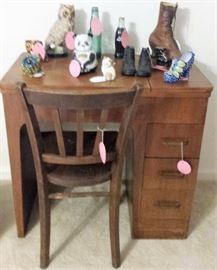 sewing cabinet (no sewing machine inside), trinkets
