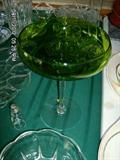 Unusual 12" Multi-color Green Compote