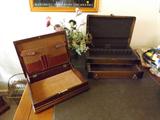 1-mahogany silverware storage box (cloth liner needs to be replaced) & 1-utility box