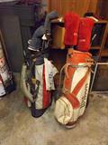 2-Sets of Golf Clubs w/ covers "Wilson bags, McGregor & Triumph clubs, includes Caddy for one set. Great for the beginner.