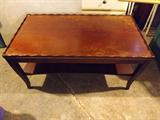 Vintage Mahogany Coffee Table with Scalloped trim & lower full size shelf