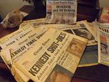 Historical newspapers of the Kennedy assassination, and the days that follow. Including newspapers of the 911 Attack, on Sept. 11th, 2001.