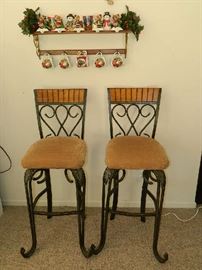 We have two really nice bar stools - Wall décor not for sale!