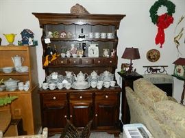Beautiful Hutch & Wonderful Set Of Dishes