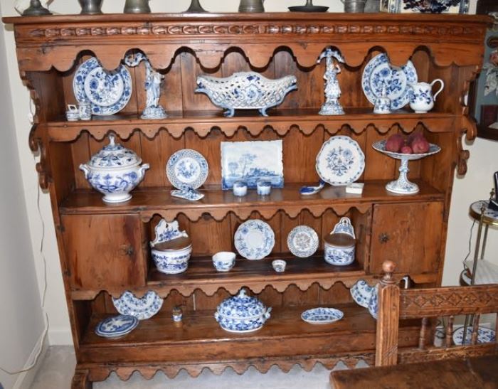 18th Century Pewter Cabinet with Meissen Blue Onion Porcelain, available to purchase now at a Buy it Now Price of $1,750.  Note that not all of the Meissen is still available