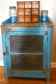 Screened pie safe with original blue paint