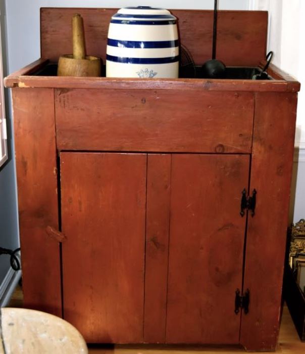 Dry sink with original red paint