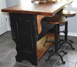 Custom-built Kitchen Island, made from antique parts