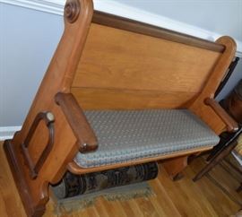 Church pew bench with cushion, excellent Condition.  This church pew is available for the buy it now price of $200