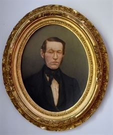 19th Century Oval Oil on Canvas Portrait in original gilded frame