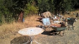 PRIMITIVE RUSTY GOLD - WHEELBARROWS; PATIO YARD ART