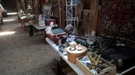 BAKERS RACK; WATERING CANS; SHAKER PRIMITIVE BOXES; EPHEMERA; DOO DADS