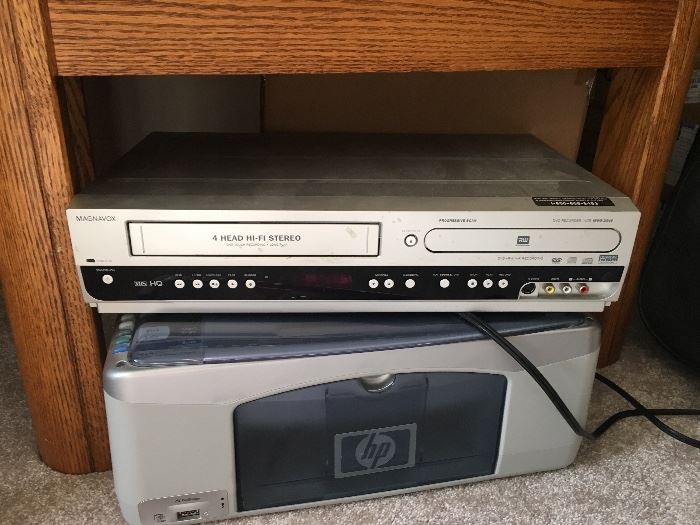 VHS and DVD Player, HP Printer
