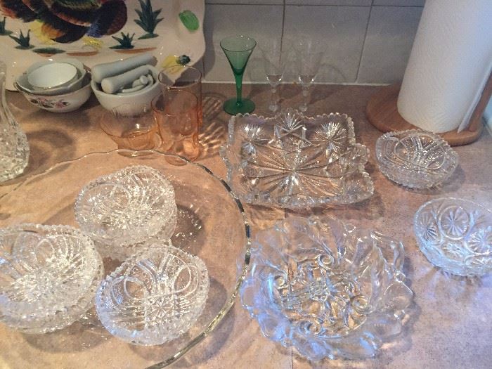 EACG antique cut glass various patterns hobstars, daisy and button, raised diamond etc. 