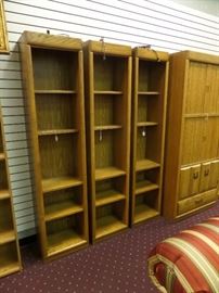 books shelves - 80" tall 18 wide - all wood oak