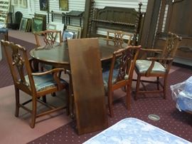 table, six chairs plus two leaves - matching buffet & savonarola chair priced separately