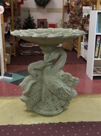 concrete swan bird-bath 