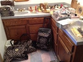 Vintage Perfume Bottles, new designer luggage, leopard skin, vintage scissors, vintage cosmetics